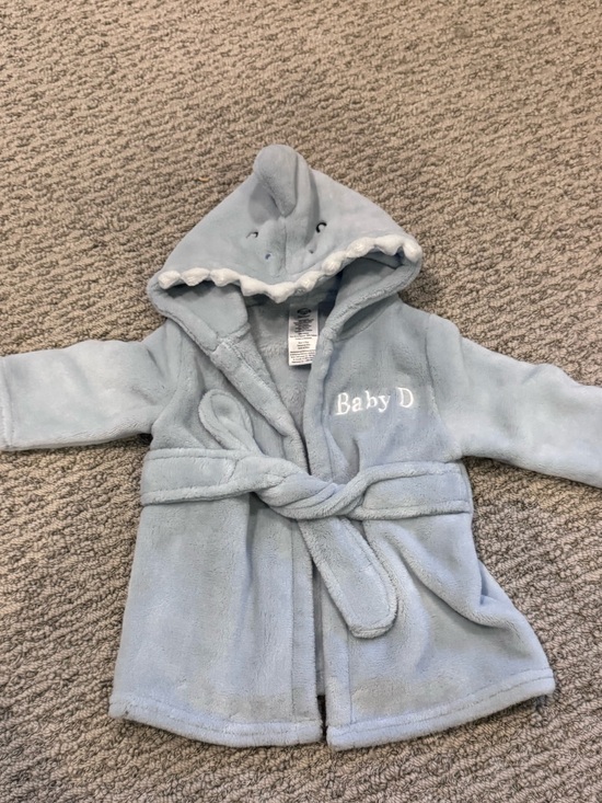 Gerber Other - Gerber Light Blue Plush Hooded Baby Robe with Belt- embroidered “baby d”